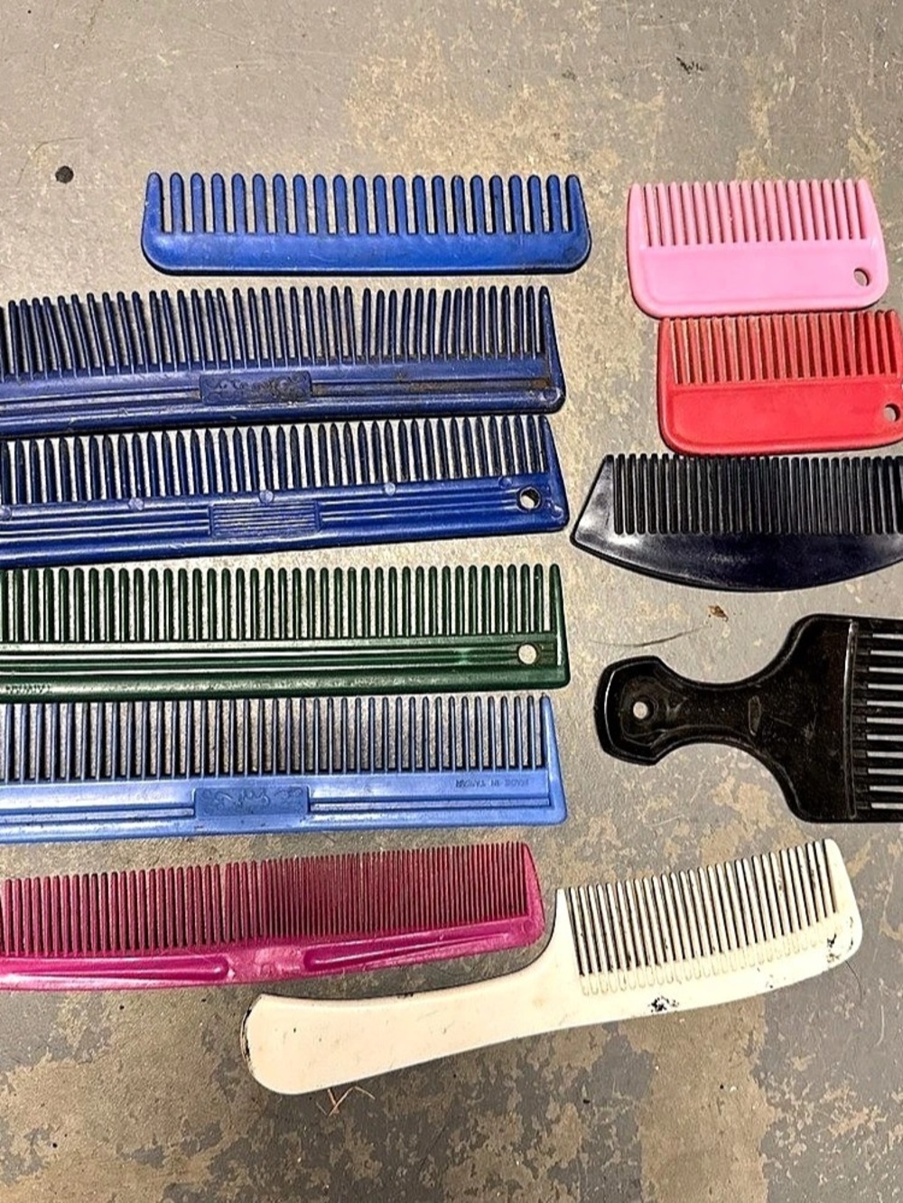 Assorted Hair Comb Lot, 11 Pieces, Blue & Pink